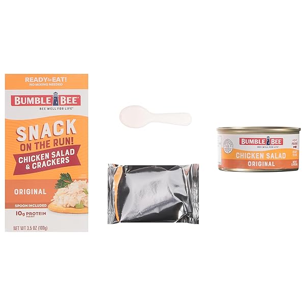BUMBLE BEE SNACK ON THE RUN CHICKEN SALAD WITH CRACKERS KIT, READY TO EAT, SPOON INCLUDED – SHELF STABLE & CONVENIENT PROTEIN SNACK, 3.5 OUNCE (PACK OF 3)