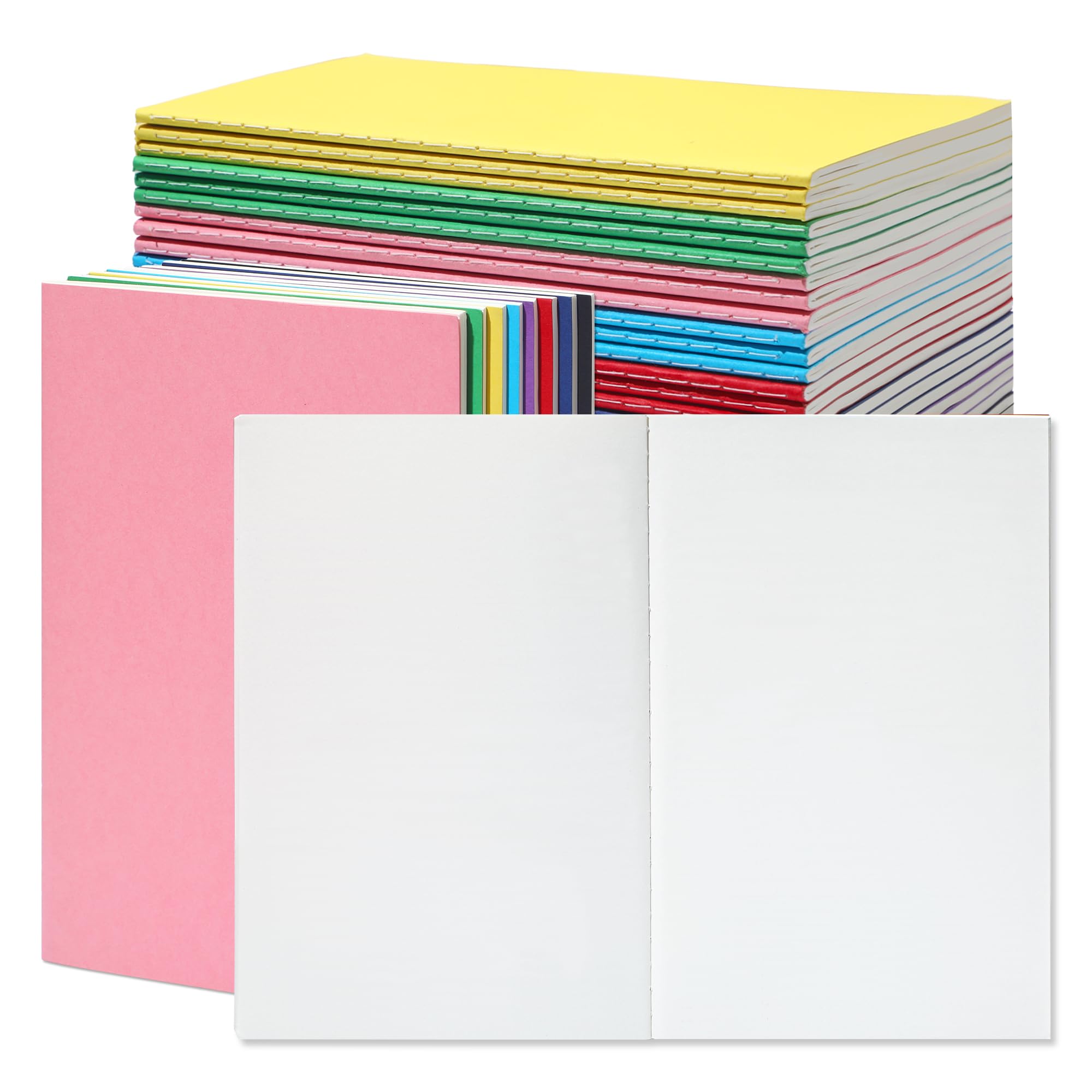 Photo 1 of miikoul 24 Pack A5 Blank Journal Notebooks in Bulk, Colorful Soft Cover Unlined Paper for Kids Student Traveler Drawing Writing Take Notes and Plan, 8.3x5.5 Inches, 80 GSM, 60 Pages/30 Sheets