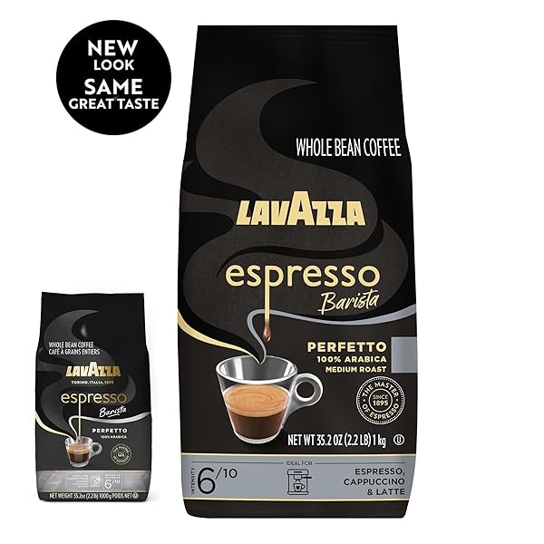 LAVAZZA ESPRESSO BARISTA PERFETTO WHOLE BEAN COFFEE 100% ARABICA, MEDIUM ESPRESSO ROAST, 2.2LB BAG (PACKAGING MAY VARY)