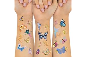 YAZHIJI Waterproof Temporary Tattoos - 92pcs Butterfly Groovy Fake Tattoo for Kids, Stickers Party Favor Supplies Make Up Decoration, Festival Arts and Crafts Accessories Kits for Women Girls