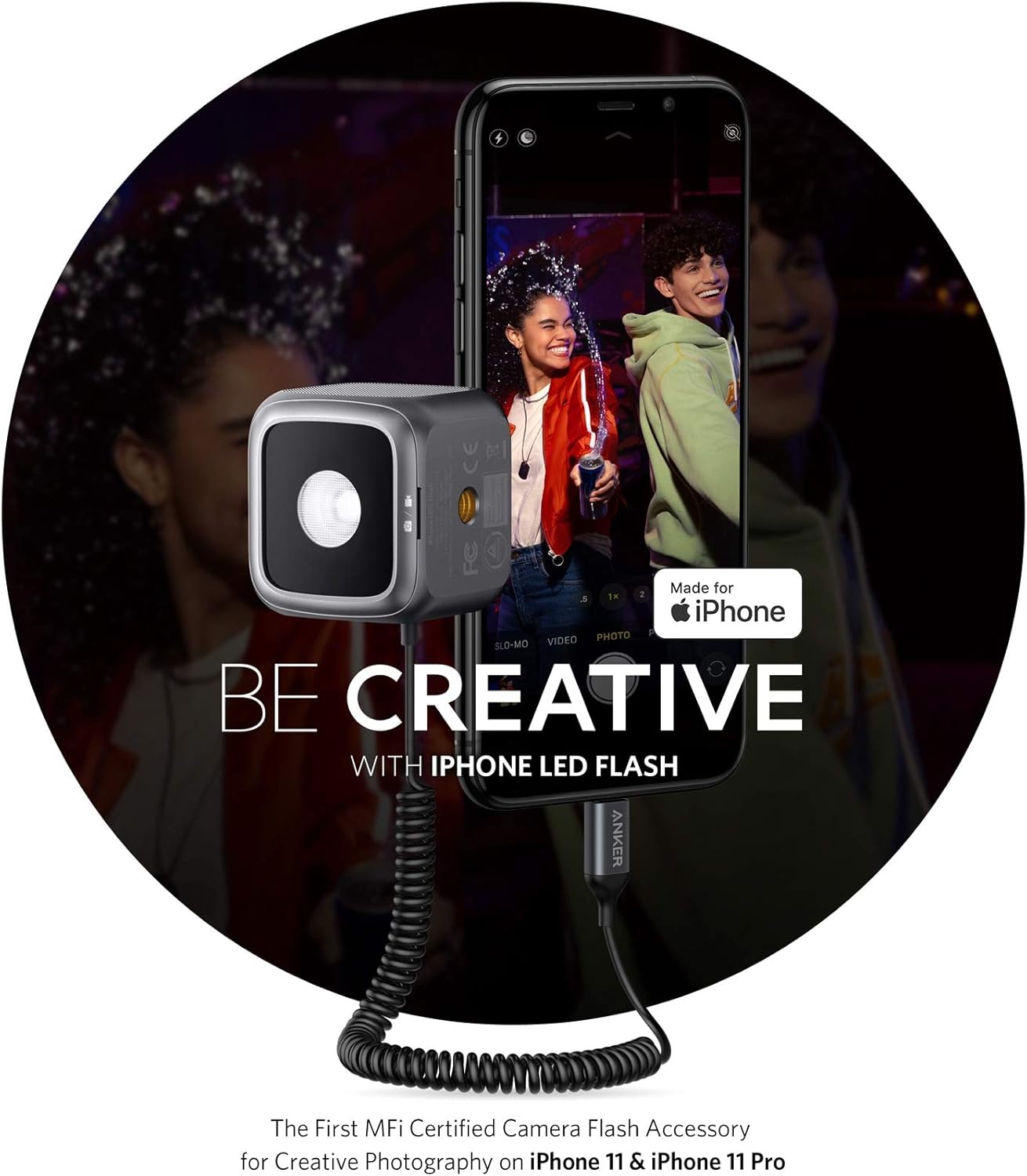 Anker iPhone LED Flash, MFi Certified OffAxis LED strobe, with Built