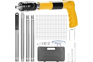 SUPTYGS 1.6M Extension Concrete Nail Gun with 120pcs Nails,Rotatable Steel Nail Gun Handle,Ceiling NailGun Tools with 4 Extension Rods,5 Gear Nail Wall Shooting, Wall Fastening Tool for Household Woodworking