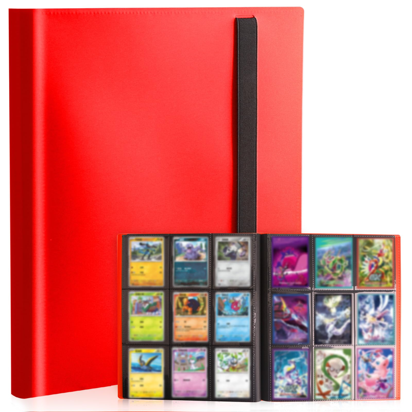 Card Binder 9-Pockets, Trading Binder, 20 Pages, 360 Large - 360, Red