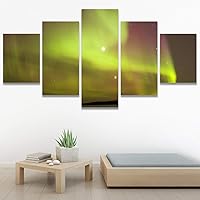 SIGNWIN 5 Panel Canvas Wall Art Astronomy & Space Contemporary Cosmic Dramatic Green Group Photography Realism Ultra for Home Decorations Ready to Hang - 60