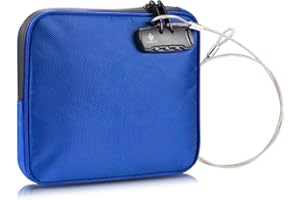 KOSMCCO Beach Locking Bag, 9x7.5 Inch Portable Safe for Phone, Wallet, Keys | Anti-Theft Locking Travel Pouch for Pool, Vacation (Blue)