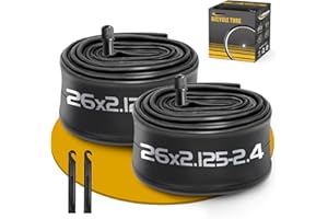 2 Pack 26 Inch Bike Tube AV32mm Schrader Valve, 26" Bicycle Tube for 26 x 2.125/2.20/2.25/2.30/2.35/2.40 Bike Tire, Butyl Rub