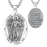 EUDORA 925 Sterling Silver St Benedict/St Michael/St Christopher/Archangel Raphael Gabriel Metatron/Virgin Mary/St Joseph/St Anthony Crucifix Pendant Bible Verse Prayer Necklace Jewelry for Men Women