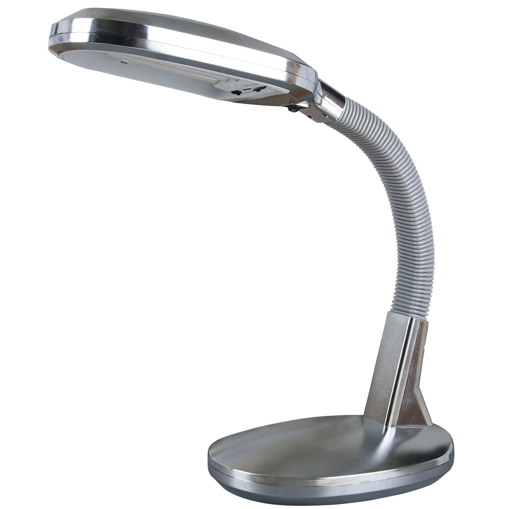 Lavish HomeDesk Lamp - Natural Sunlight Lamp with Adjustable Gooseneck - Reading Light for Working, Crafting, Sewing, or Homework (Silver)