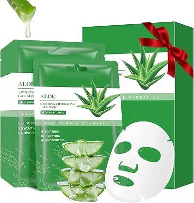 IREV Aloe Vera Face Masks Pack of 10 Hydrating Skincare Sheet Masks
