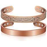 Auramag Copper Bracelets for Women, Magnetic Copper Bracelets for Women with 3500 Gauss Magnets, Adjustable Jewelry with Gift Box (2PCS)