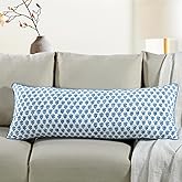 CPC Apatite Blue 100% Cotton Block Print Sham Cover 14x36 inch, Handmade Boho Floral Pillowcase, Farmhouse Cottagecore Bedding, Soft Decorative Cushion Cover for Bedroom Décor