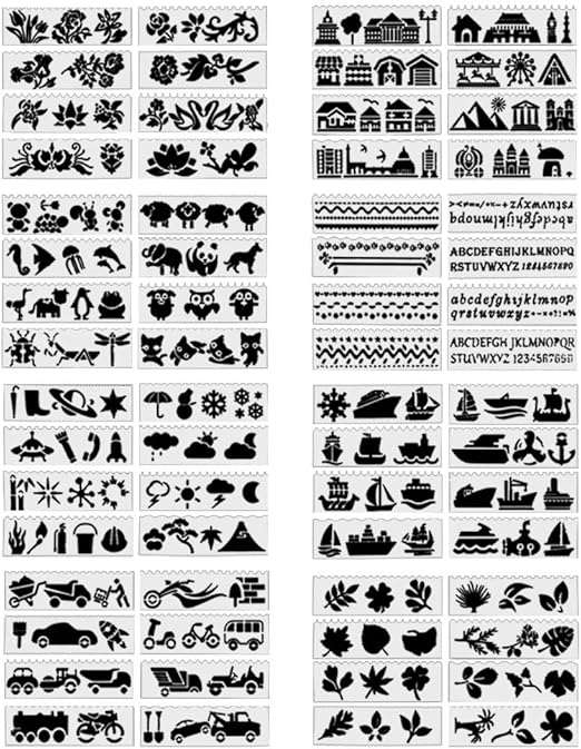 Amazon Com Bullet Drawing Stencils 64 Pack Bullet Stencils Scrapbooking Planner Stencils 8 Patterns Painting Drawing Craft Accessories For Scrapbooking Diy Craft Stencil For Adults Or Kids