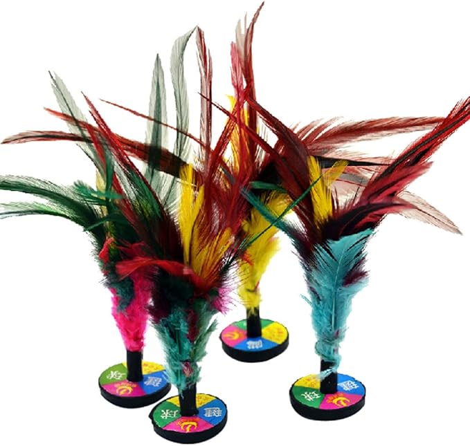 4 Pcs Colorful Feather Kick Shuttlecock Chinese Jianzi Sport