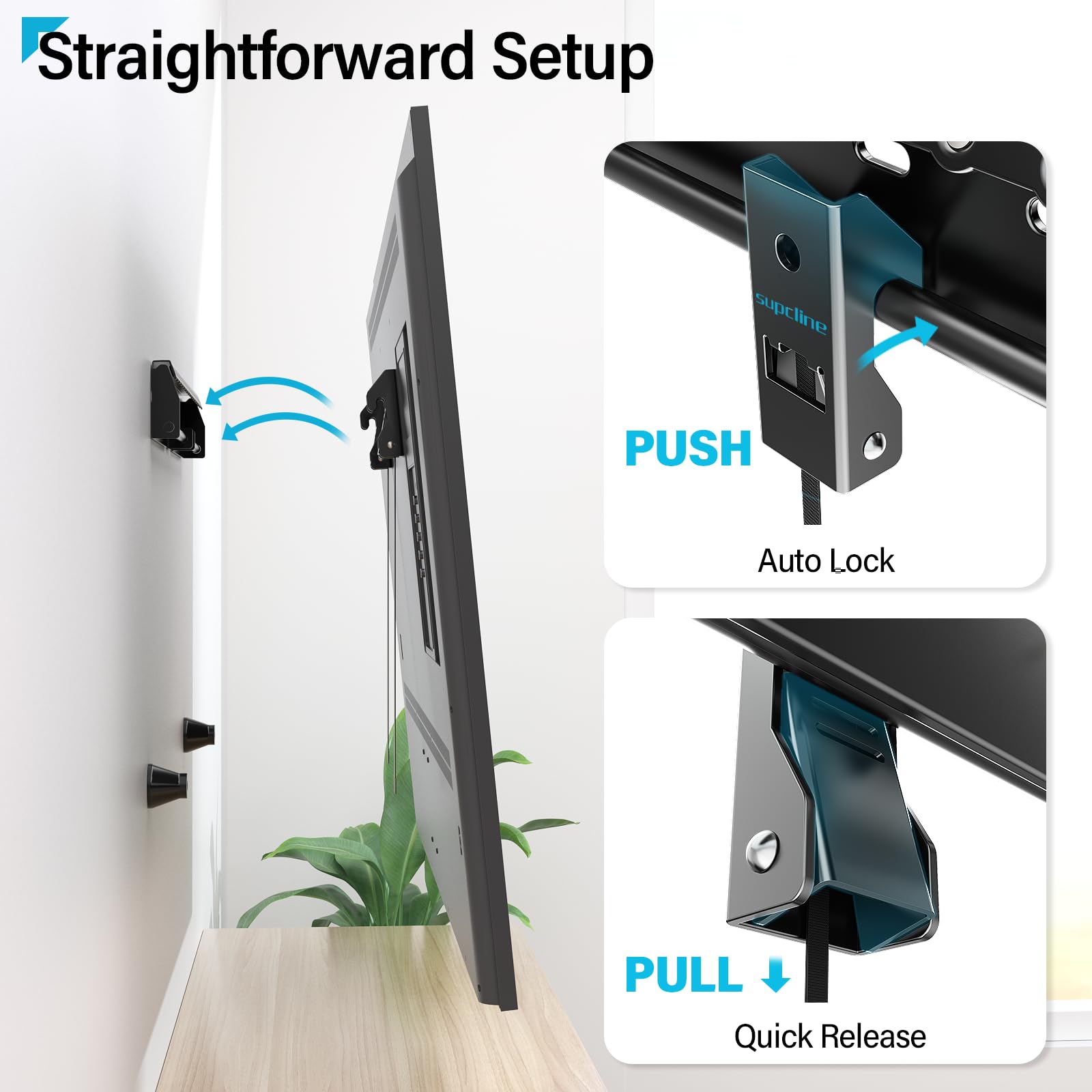 No Stud TV Wall Mount for 26-65 Inch TV up to 154 lbs, No Drill & Non Damage Drywall Studless TV Mount, Max VESA 400x400mm, Dry Wall Flat Screen Easy Install Wall Mount tv Bracket