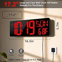 Large Digital Wall Clock with Remote Control