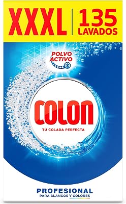 Poeira ativa cólon - detergente para máquina de lavar, adequado para roupas brancas e coloridas, formato de poeira - 135 doses, 7.037 kg