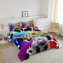 Highland Cow Bedding Set for Boys Teens Black and