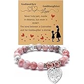 Mwphuy Goddaughter Bracelets Gifts from Godmother Godmother Goddaughter Bracelets Inspirational Birthday Gift for Her Godmom Gifts from Godchild Beaded Bracelet for Women Girls First Communion Gift