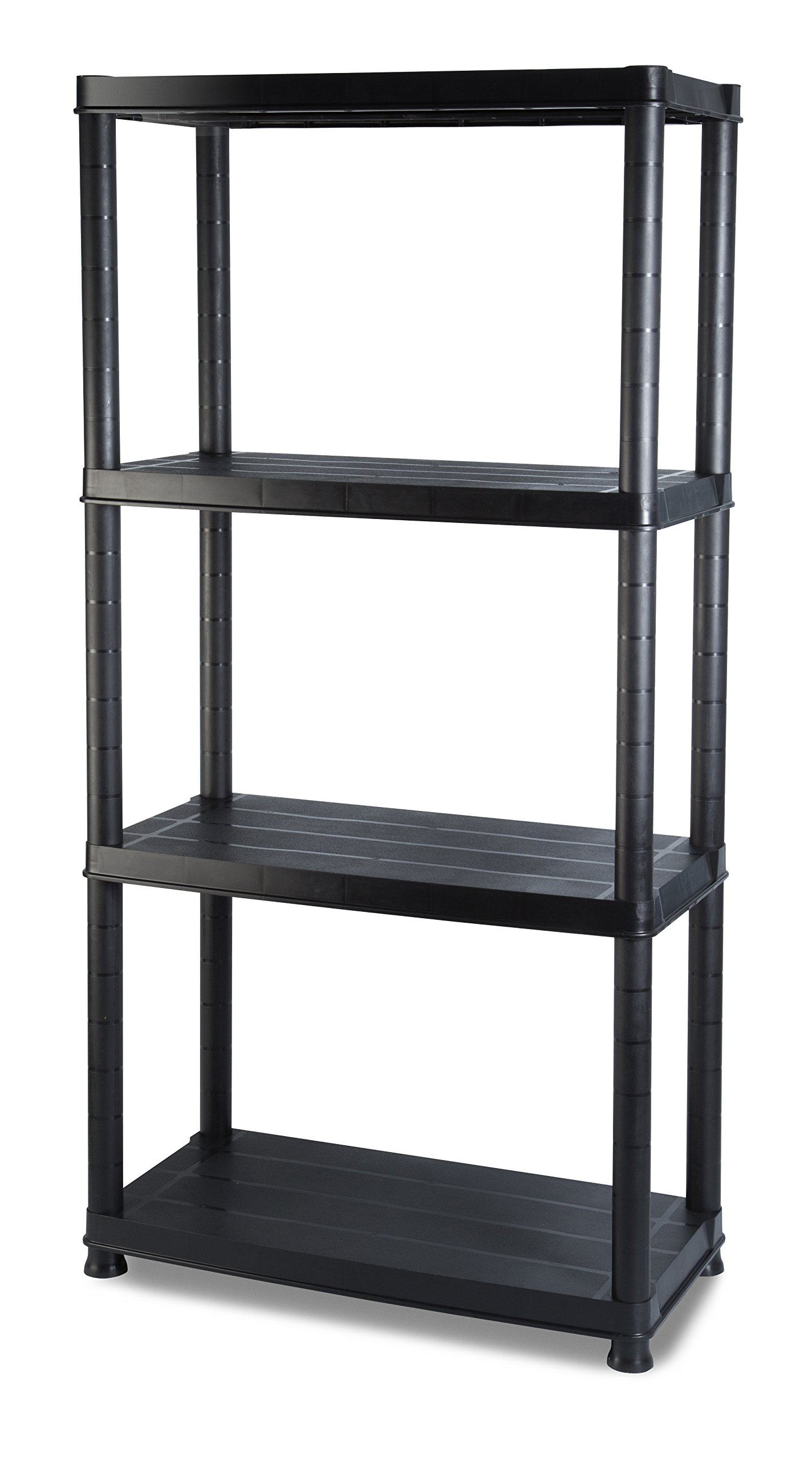 Addis 4 Tier Plastic Storage Shelving Unit – Durable Freestanding Organiser for Garage, Shed, Utility Room, or Home – Space-Saving, Easy Assembly, Plastic, Black