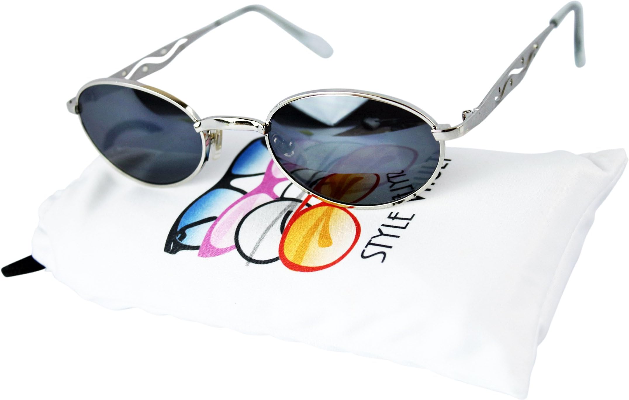 V3024-vp Style Vault Oval Round 80s 90s Metal Sunglasses (C027 Silver-dark)