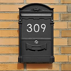 3 Inch Modern House Numbers, Brushed silver Mailbox