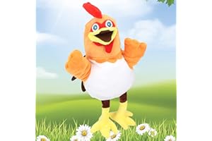Easfan Chicken Hand Puppet Plush Animal Toy with Movable Mouth for Role Play Storytelling Preschool Teaching Birthday Gifts for Kids Boys Girls, 11''