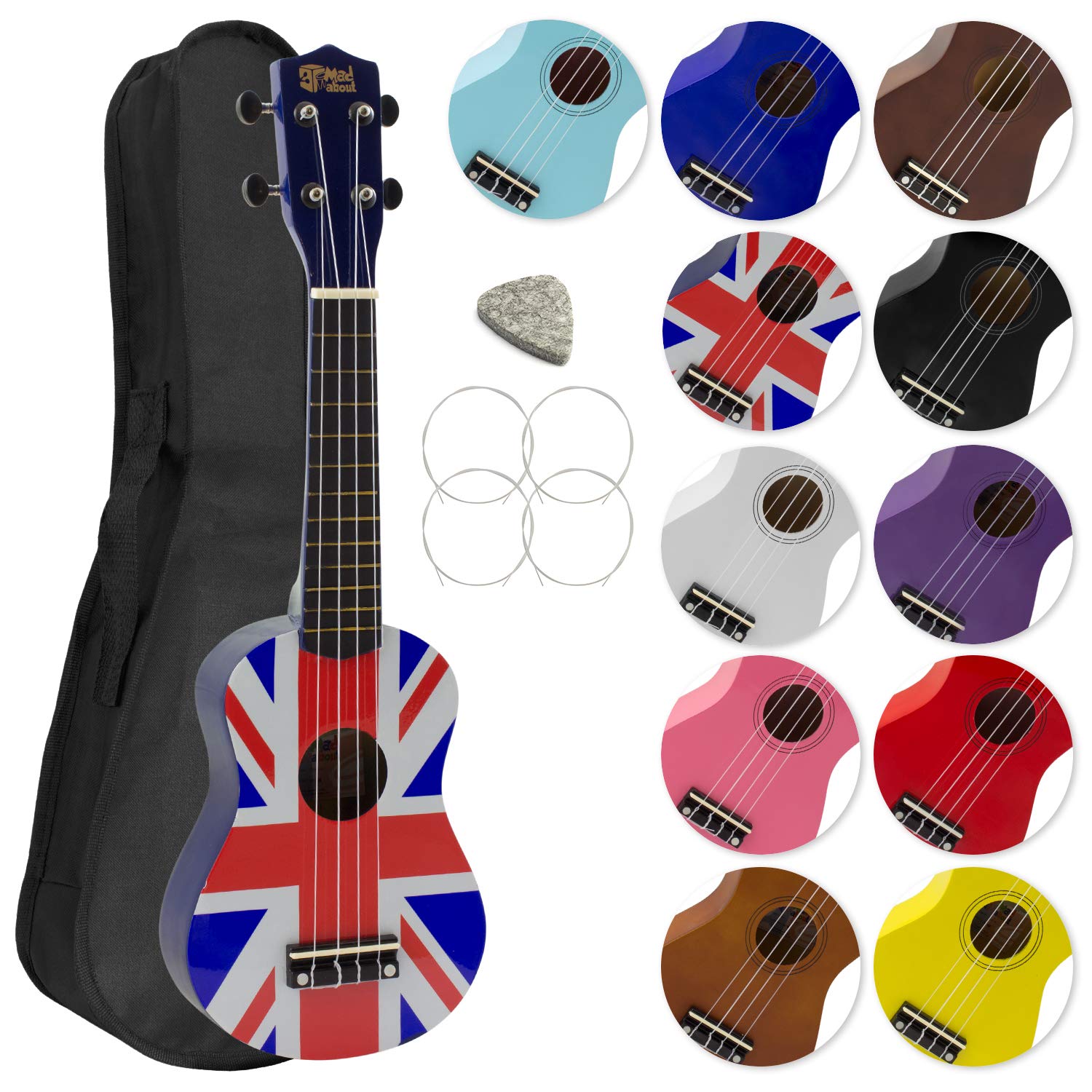Mad About Soprano Ukulele for Beginners and Gig Bag - Union Jack