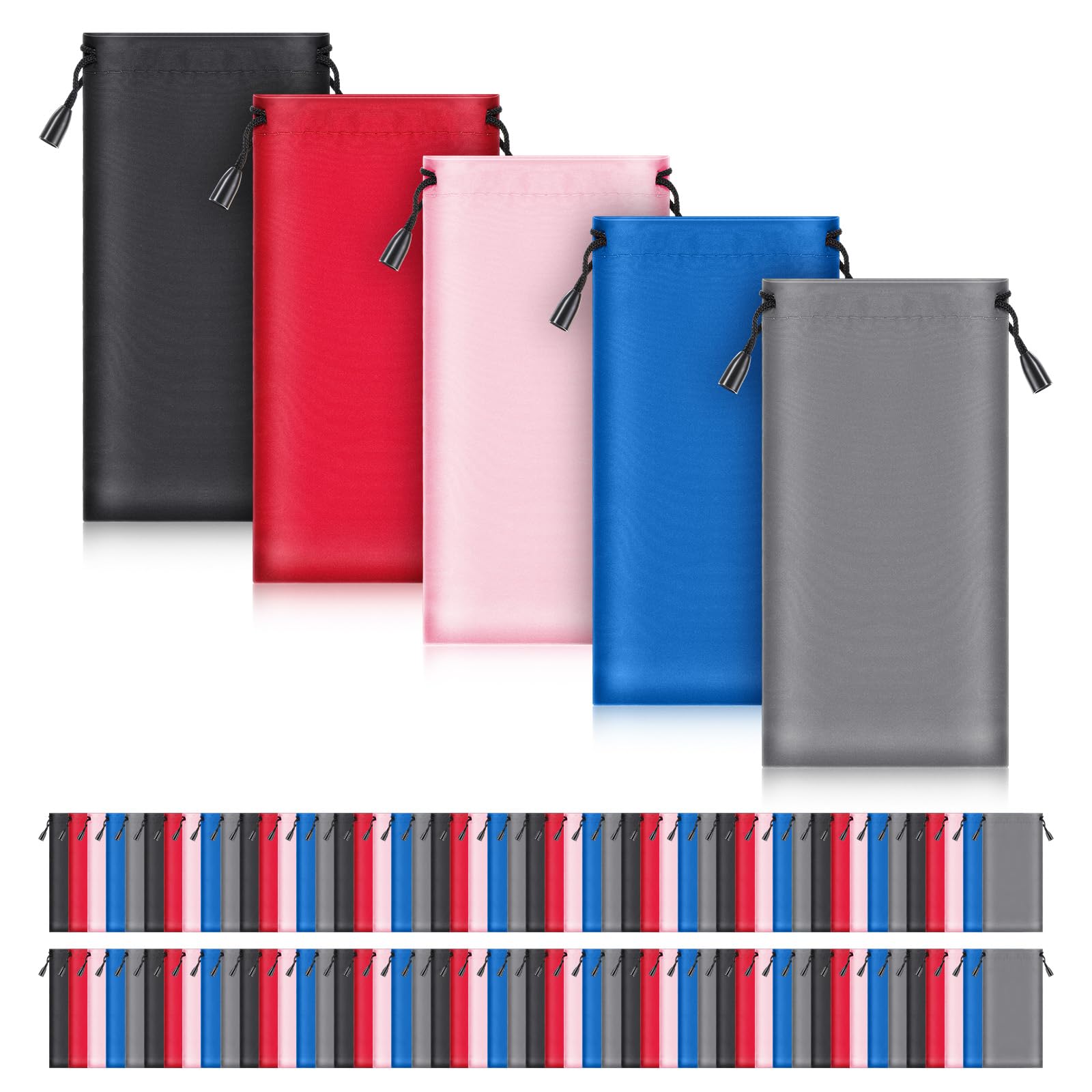 Photo 1 of 100 Pack Soft Sunglasses Pouch Bulk Microfiber Sunglasses Pouch Soft Glasses Case Bags Eyeglasses Sleeve with Drawstring Colorful Glasses Gadgets Cleaning & Storage Bag