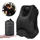 Travel Pillow, HOMPO Portable Inflatable Neck and Head Support Pillow for Sleeping on the Airplane Train Car Home Camping Office, Nap Pillow, Perfect Gift(Black)