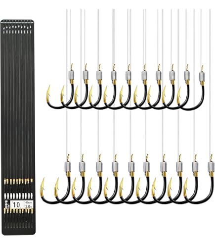 PATIKIL 3# Lot De 20 Petits Hameçons De Pêche Avec Ligne De 36 Cm, 20 Hameçons Doubles De 0,9 X 0,6 Cm Avec Ardillons Sur Ligne En Nylon Pour Eau Douce, Argenté
