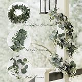 LOMOHOO 2 Pack Artificial Eucalyptus Garland 5.9 Ft White Flower Table Runner view 2