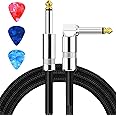 Aqdocvf Guitar Cable, Guitar Cord 6.6ft, AMP Cord for Bass & Electric Guitars/Keyboard/Mandolin, Pro Audio Instrument Cable (Right Angle to Straight, Black)
