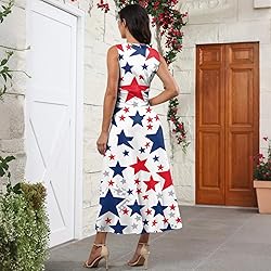CHRATLHI Red White and Blue Dress for Women Summer