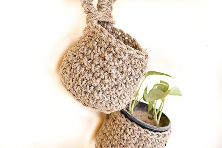 Jute Planter Basket, Brown, 4 x 4 Inch, Set of 2
