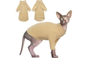 DENTRUN Sphynx Hairless Cats Shirt Pullover Kitten T-Shirts, Breathable Cat Wear Turtleneck Sweater Adorable Cat's Clothes Vest Pajamas Jumpsuit