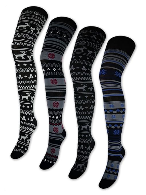 sockenkauf24 1 bis 4 Damen Strumpfhosen Norweger Muster Strickstrumpfhose Winter Strumpfhose - 89150