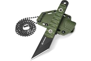 SPITZKANTE 5.79" EDC Neck Knife, Lightweight Full Tang Kiridashi Knife with Green Handle, 5Cr14MoV Stainless Steel, Perfect for Camping, Hiking, Survival