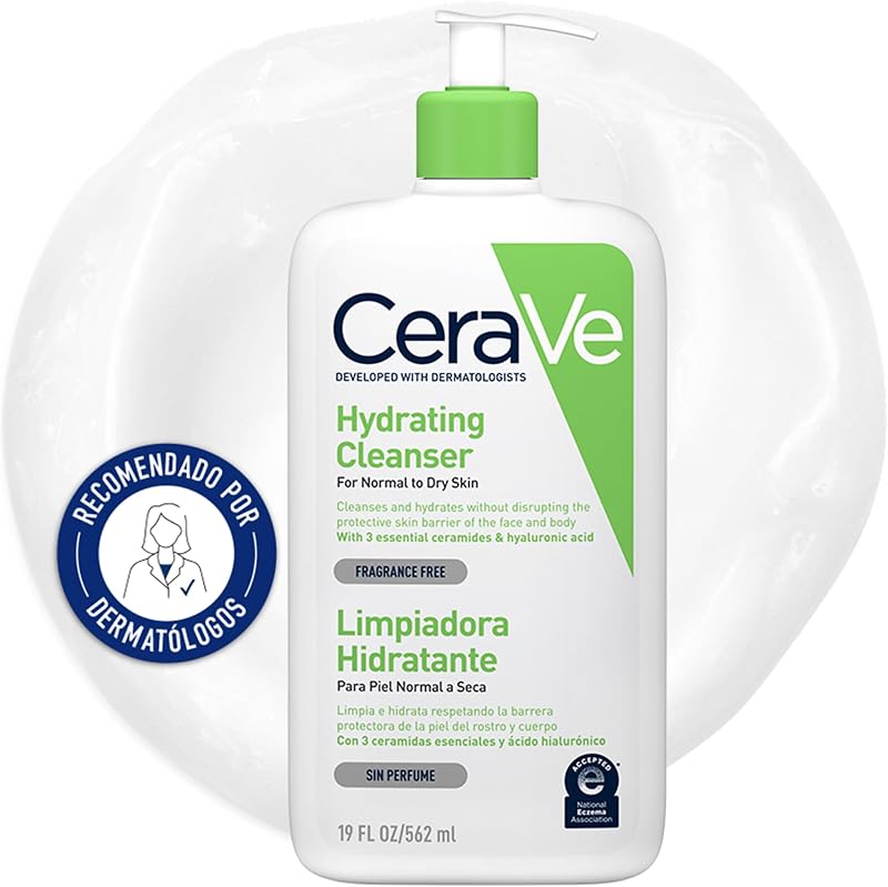 CeraVe Gel de Limpeza Hidratante, Para Pele Normal a Seca, Limpa e Hidrata, Equilíbrio da Pele, Enriquecido com Ceramidas Essenciais e Ácido Hialurónico, Adequado para o Rosto e Corpo, 473ml