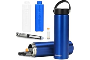 MEDINEED Insulin Cooler Travel Case TSA Approved, Refrigerated Medicine Case with Ice Packs, 60H 3 Pens Medicine Travel Cooler for Diabetes, Medication Organizer for Diabetic Supplies Carrying (Blue)