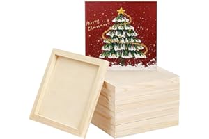 YUXITIA 8 Pack 8 x 8 inch Wood Panel Boards,Unfinished Wood Frames for DIY Art Projects, Square Canvas for Painting, Pouring, Arts Use with Oils, Fall Christmas Decorations Panel Canvas