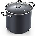 Cook N Home Nonstick Stockpot Soup pot with Lid Professional Hard Anodized 10 Quart, Oven safe - Stay Cool Handles, Black