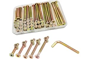 Baby Bed Crib Screws Hardware Replacement Kit,Hincell 25 Set Baby Bed Frame Bolts &Barrel Nuts Set,M6x45mm/55mm/65mm/75mm/85mm Hex Drive Socket Cap Screws Barrel Nuts Assortment Kit