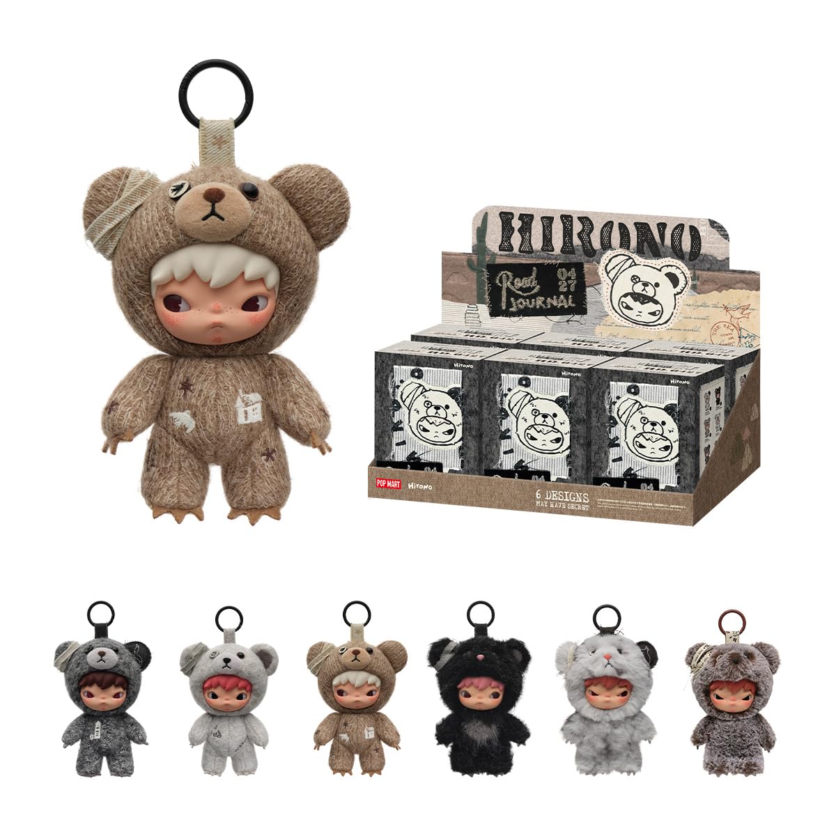 POP MART Hirono Road Journal Series-Plush Doll Pendant Blind Box Figures, Collectible Toys Home Decorations, Holiday Birthday Gifts for Girls and Boys, Whole Set