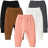 DREAM BUS 5 Pack Baby Girl Pants Toddler Girls Sweatpants Newborn Solid Jogger Pants Fall Baby Girl Waffles Leggings