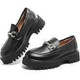 MACNMEUU Chunky Loafers Women Platform Loafers for Women Chunky Heel Lug Sole Loafers for Women Slip ons Round Toe