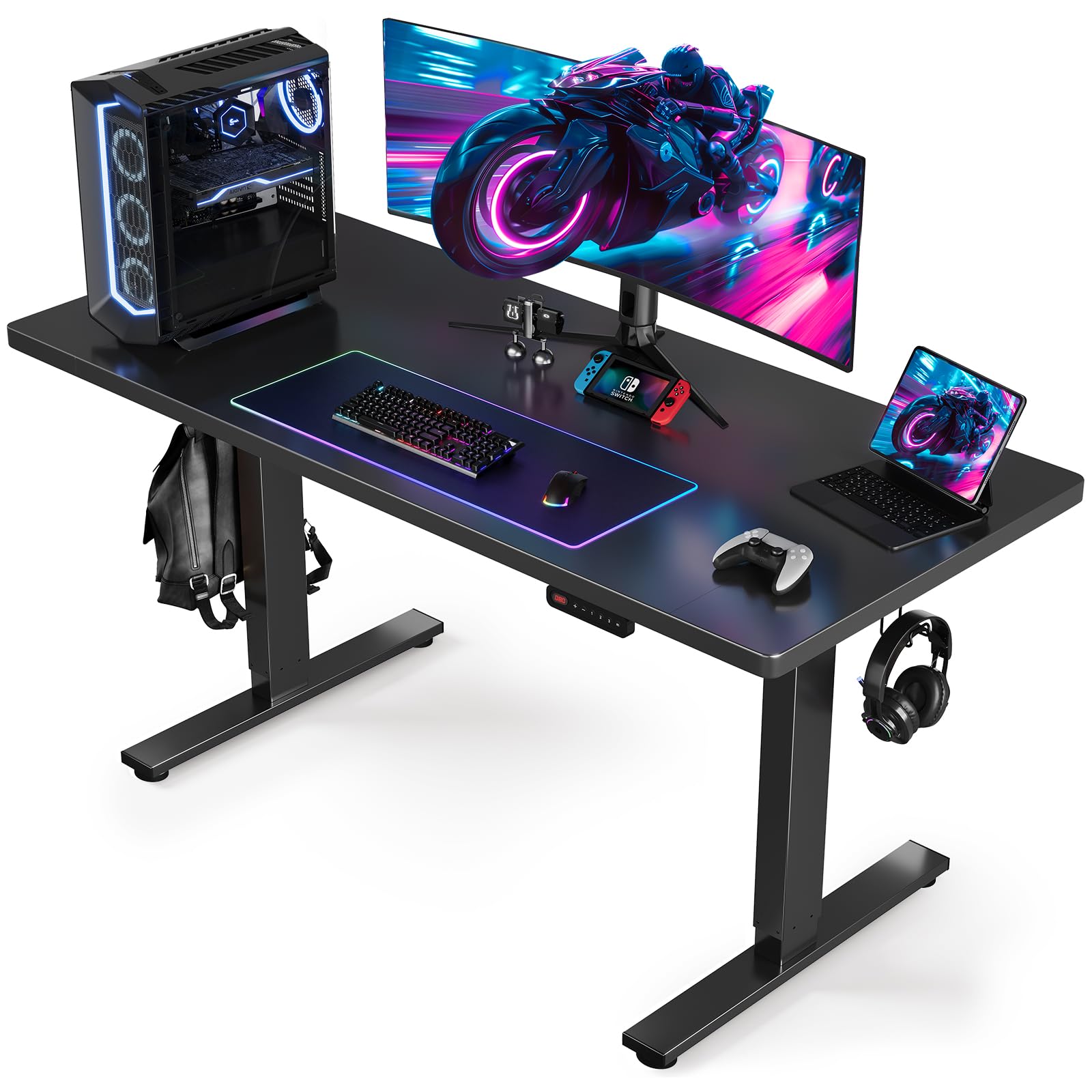 Photo 1 of WHITE SIAGO Electric Standing Desk Adjustable - 63 x 24 Inch Sit Stand up Desk with Cable Management - 3 Memory Preset Adjustable Height Desk Computer Home Office Desk