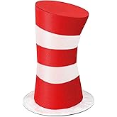 CiuKuic Red and White Striped Top Hat, Adult Standard Size, Cat Hat Costume Halloween Role-Play Party Accessory