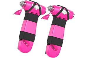 BOSTMUNY 2 PCS Car Safety Hammer Window Breaker, 3-in-1 Emergency Escape Tool with Seat Belt Cutter for Women, Cute Pink Safety Escape Hammer for Car, Family