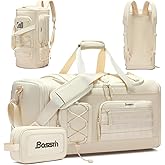 Bosstin Gym Bag for Women & Men, 45L Travel Duffle Sports Duffel Bag Gym Weekender Overnight Backpack with Shoe Compartment (4Beige)