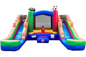 POGO BOUNCE HOUSE Inflatable Bounce House and Double Slide Combo Unit (Without Blower) - 16.5 x 15 x 11 Foot- Crossover Sports Combo Bouncer, Kids Outdoor Toys, Jumpers for Kids